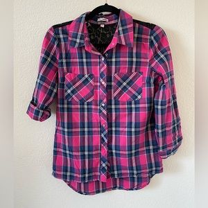 Bongo Flannel Lace Accents Button-Up